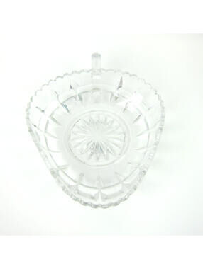 Vintage Fostoria American Glass 6" Cubist Triangle Relish Nappy Dish With Handle